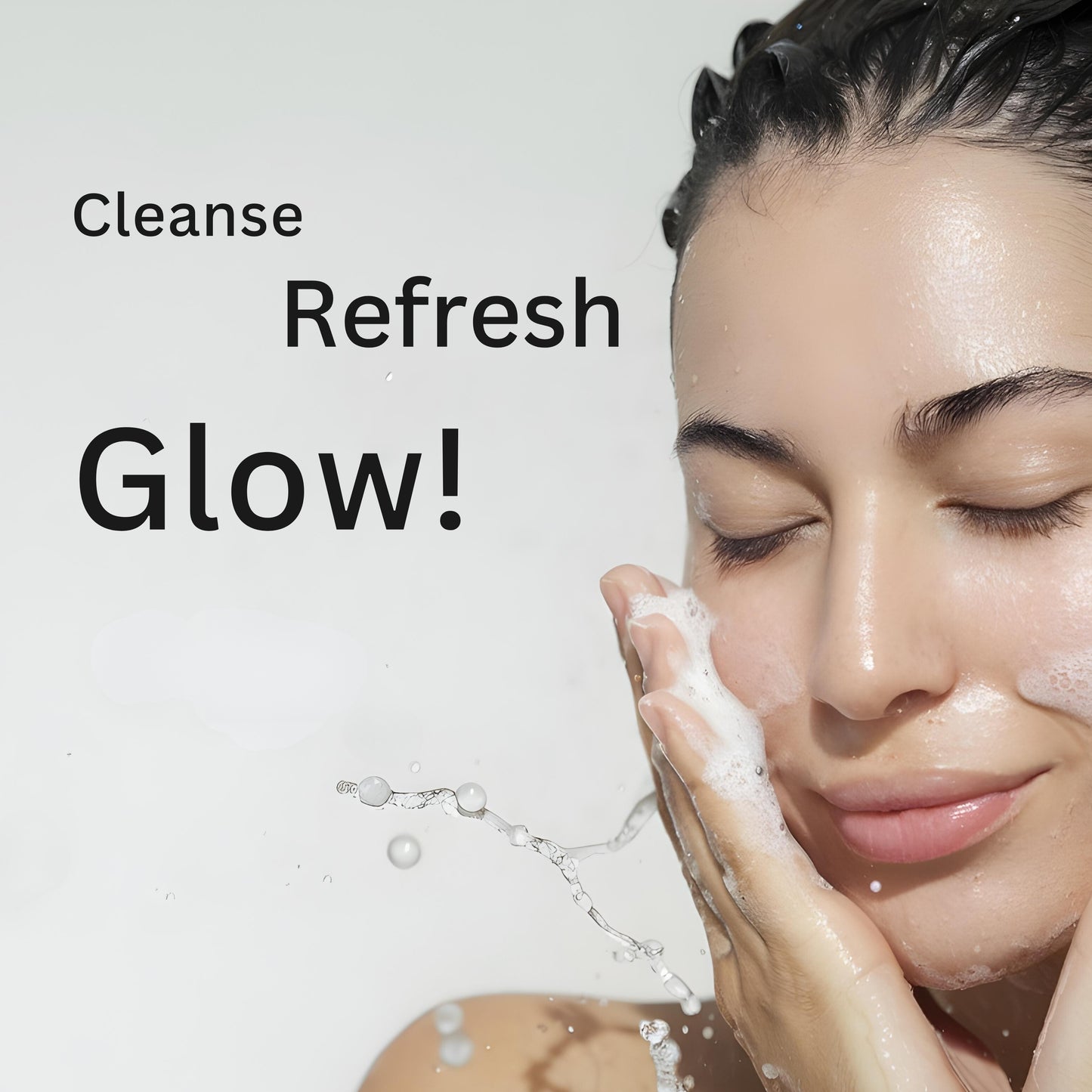 Tatha Mature Skin Face Wash being used by a girl on her face; cleanse, refresh, and glow for healthy, radiant skin.