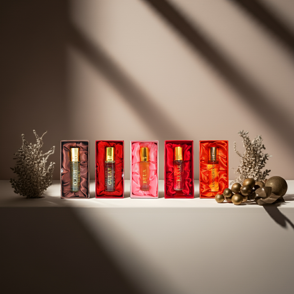 Classic Ittar Collection – Oudh, Gulab, Bela, Kesar & Sandalwood | Long-Lasting Natural Scents