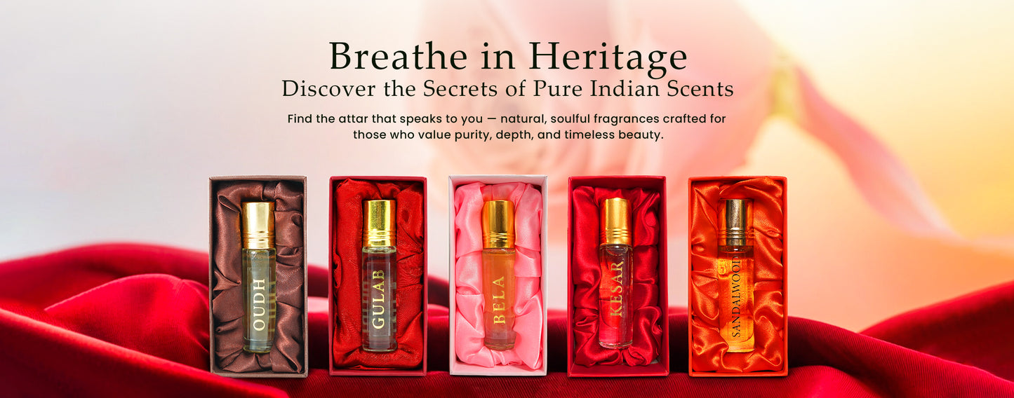 Classic Ittar Collection – Oudh, Gulab, Bela, Kesar & Sandalwood | Long-Lasting Natural Scents