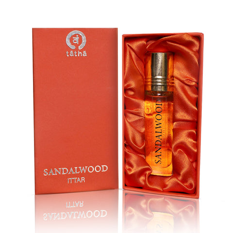 Tatha Sandalwood Attar – Pure Chandan Perfume Oil | Authentic, Natural & Alcohol-Free | Calming, Long-Lasting Fragrance | Perfect for Gifting & Everyday Wear | 10ml